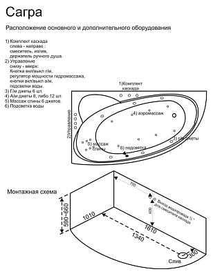 Акриловая ванна Bas Сагра 160 см R