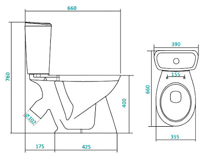 Унитаз-компакт Santek Бриз WH109987 сиденье из дюропласта