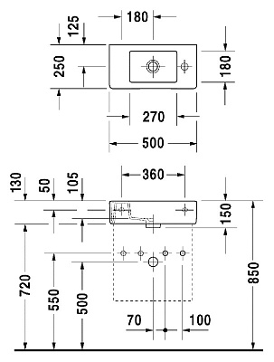Раковина Duravit Vero 0703500008 R (50 см)