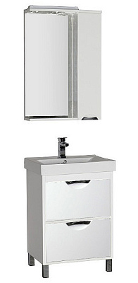 Тумба с раковиной Aquanet Гретта 60  2 ящика белая