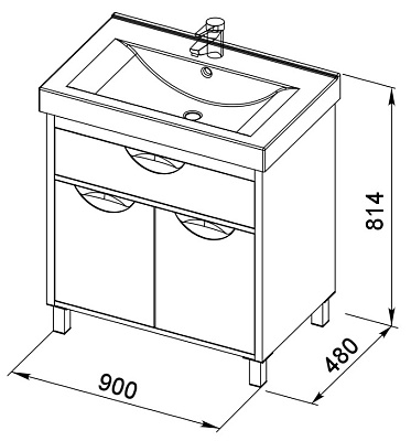 Тумба с раковиной Aquanet Гретта 90 светлый дуб
