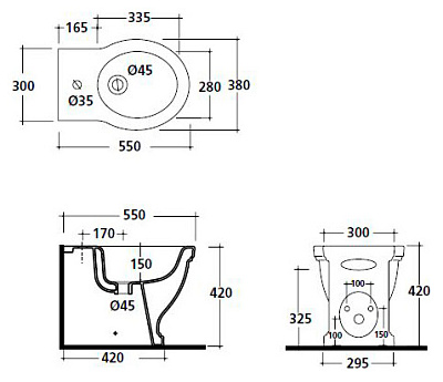 Биде напольное Galassia Ethos 8438M