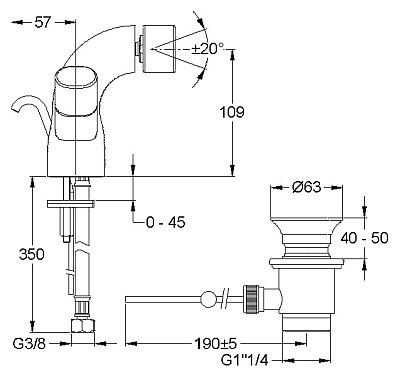 Смеситель Jacob Delafon Talan м для биде