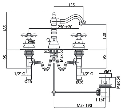 Смеситель Caprigo Bristol 21-022-vot для раковины