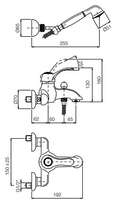 Смеситель Fima Carlo Frattini Lamp F3304BR для ванны с душем
