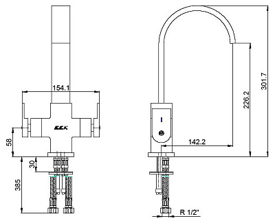 Смеситель E.C.A. Elidis 402108182 для кухонной мойки