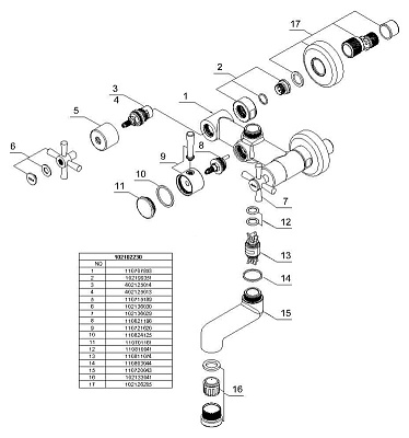 Смеситель E.C.A. Quattro 102802230 для ванны с душем