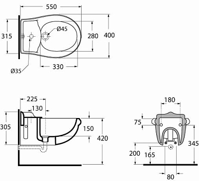 Биде подвесное Azzurra Jubilaeum JUB500/SOSK