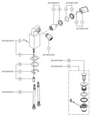 Смеситель Keuco Edition 300 53009 010001 для биде