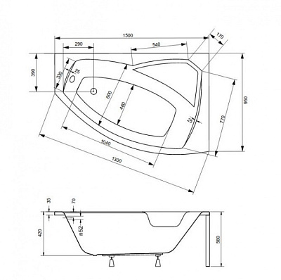 Акриловая ванна BESCO Rima 150 P