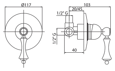 Смеситель Cezares Margot MARGOT-DIM-01-Bi для душа