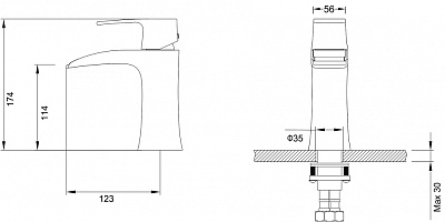 Смеситель Timo Lumi 4261/00F chrome на борт ванны