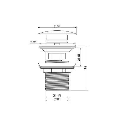 Донный клапан для раковины с переливом 1 1/4 WONZON & WOGHAND, Хром WW-88SS01-CR
