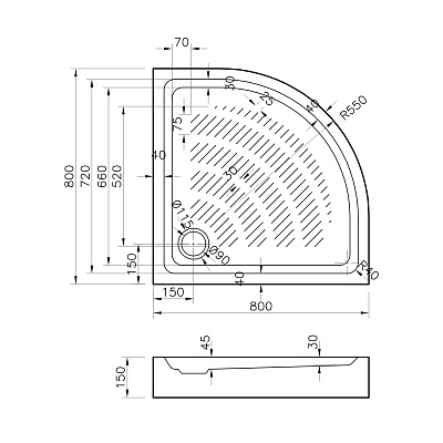 Поддон для душа Lavinia Boho Rock 80x80 3707180S с сифоном