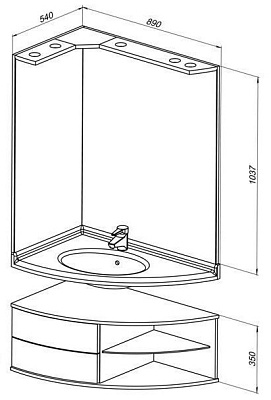Зеркало Aquanet Корнер 80 L