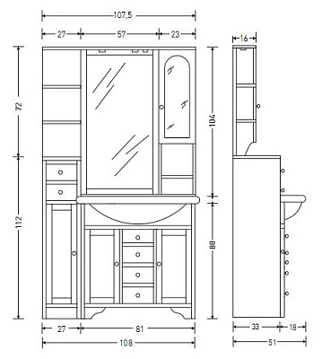 Мебель для ванной Eban Eleonora Modular 107 орех