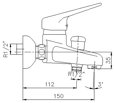 Смеситель E.C.A. Mix L 102102091 для ванны с душем