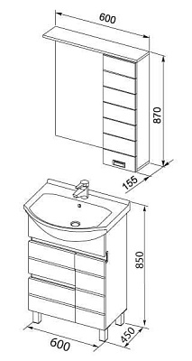 Зеркало-шкаф Aquanet Доминика 60 белый