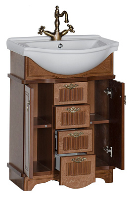 Тумба с раковиной Aquanet Луис 60 NEW темный орех