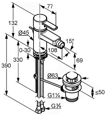 Смеситель Kludi Zenta 385308675 для биде