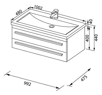 Тумба с раковиной Aquanet Нота 100 белая