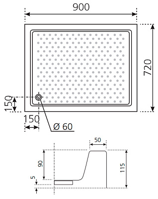 Поддон для душа Novellini Olympic 90x72 см