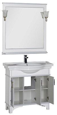 Тумба с раковиной Aquanet Валенса 90 белый краколет/серебро