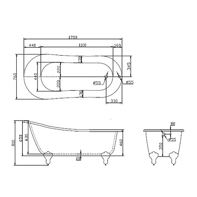 Акриловая ванна BELBAGNO 155x76