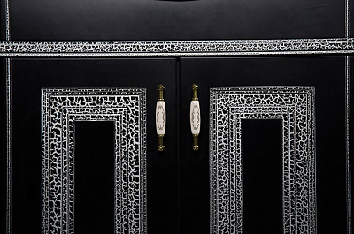 Тумба с раковиной Aquanet Валенса 80 черный краколет/серебро