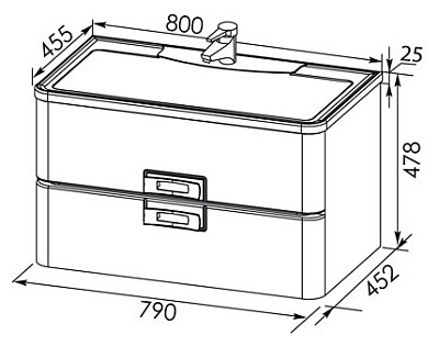 Тумба с раковиной Aquanet Паллада 80 слоновая кость