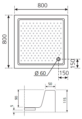 Поддон для душа Novellini Olympic 80x80 см