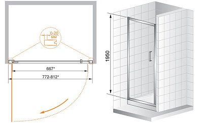 Душевая дверь в нишу Cezares Porta B11 80 C Cr