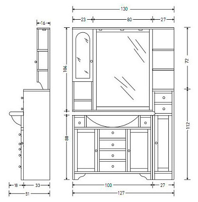 Зеркало-шкаф Eban Eleonora Modular 130 L белый