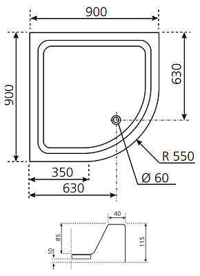 Поддон для душа Novellini Victory A 90x90 см