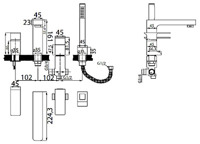 Смеситель Aquanet TMA на борт ванны