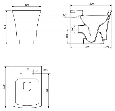 Унитаз приставной BelBagno Regina BB104CB