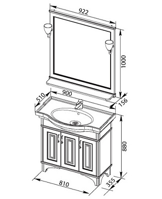 Тумба с раковиной Aquanet Валенса 90 белый краколет/серебро