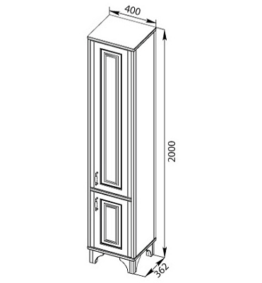 Шкаф-пенал Aquanet Валенса белый краколет/серебро