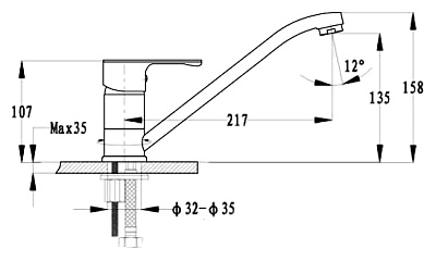 Смеситель GranFest 0123 Base для кухонной мойки белый