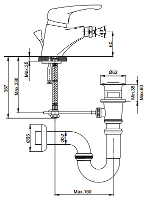 Смеситель E.C.A. Mix lx 102110095 для биде