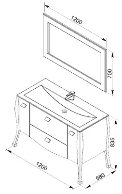 Тумба с раковиной Aquanet Мадонна 120 эбен с кристаллами Swarovski
