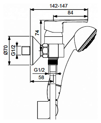 Смеситель Vidima Уно BA237AA для душа