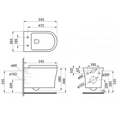 Чаша для унитаза подвесного BelBagno Ancona BB1224CHR-SM