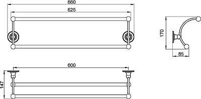 Полотенцедержатель двойной Timo Nelson 160056/02 антик