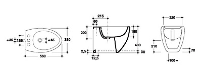 Биде напольное Disegno Ceramica Ovo 973-1