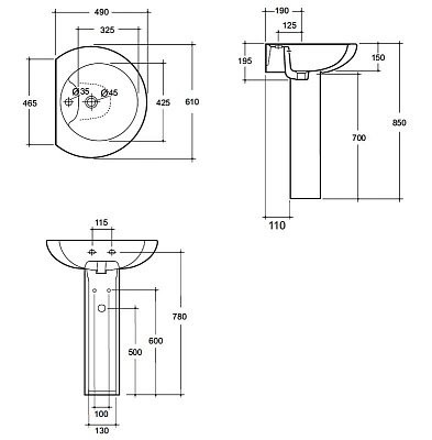 Раковина Am.Pm Tender (61 см)