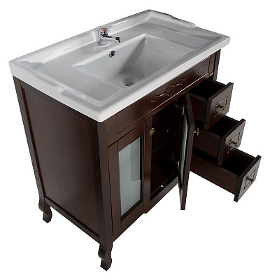 Мебель для ванной ASB-Mebel Флоренция Квадро 80 Массив ясеня бук тироль витраж