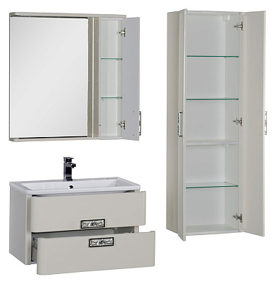 Зеркало-шкаф Aquanet Паллада 80 слоновая кость