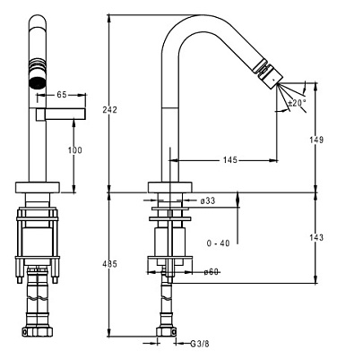 Смеситель Jacob Delafon Stillness E971-4-CP для биде