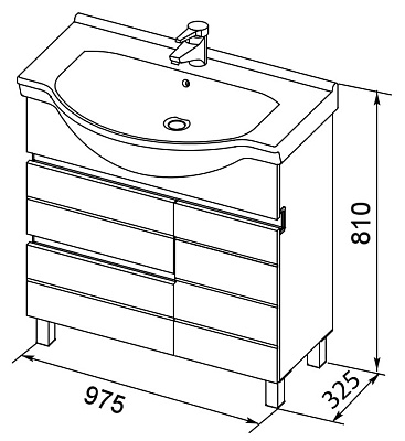 Тумба с раковиной Aquanet Доминика 100 черная